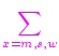 \bgroup\color{magenta}$\displaystyle \sum_{{x=m,s,w}}^{}$\egroup