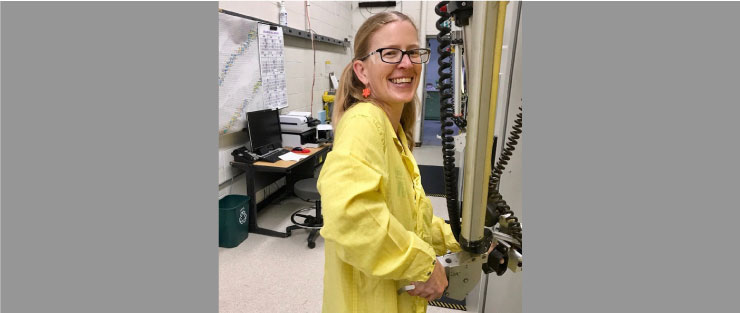Los Alamos scientist Veronika Mocko processing cerium-134 in the "Hot Cells" at Los Alamos National Laboratory.