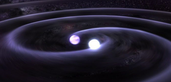 NASA illustration of a binary neutron star system