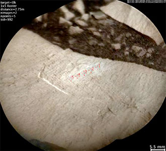    image    fro m    the    ChemCam    instrument    shows    detailed    texture    of    a    rock    target    