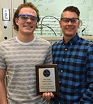 Photo. Orion Staples (left) and Andy Sutton were jointly honored with the ACS Undergraduate Research Award as student and preceptor. 