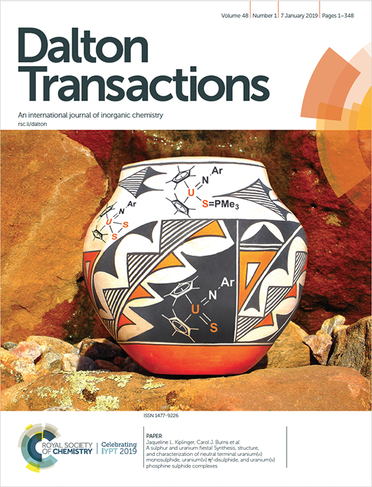 The cover art highlights the new uranium sulfido and other molecules made in this study on a New Mexican Acoma pot, a favorite of Professor Richard A. Andersen (UC-Berkeley). The Ar on the cover refers to “aryl,” which is any functional group or substituent derived from an aromatic ring. Jim Cruz (CPA-CAS) is gratefully acknowledged for help with the publication cover art design.