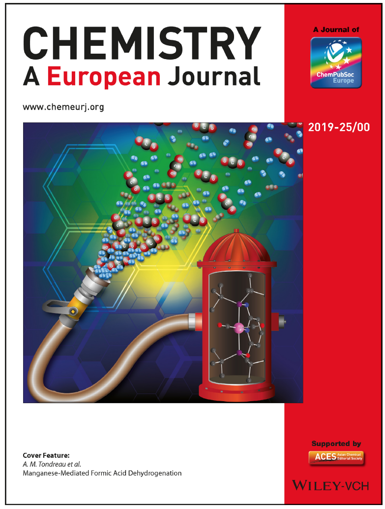 This research was featured on the cover of Chemistry, A European Journal, and describes the chemistry of gas generation via a manganese-based catalyst. The researchers reported a first‐row transition metal catalyst that rapidly releases high-pressure gas (rather than water), similar to a fire hose. (Cover art: Josh Smith, LANL)