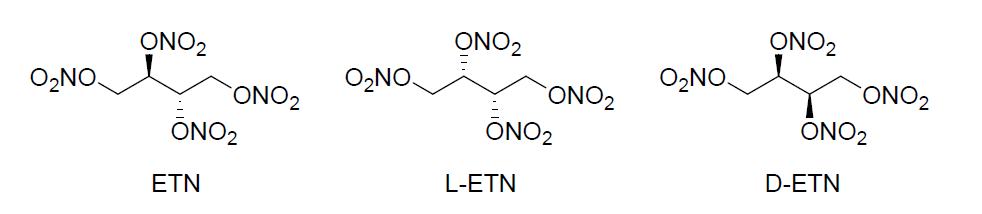 L-ETN and D-ETN are enantiomers (mirror images) of each other, and both are diastereomers to ETN.