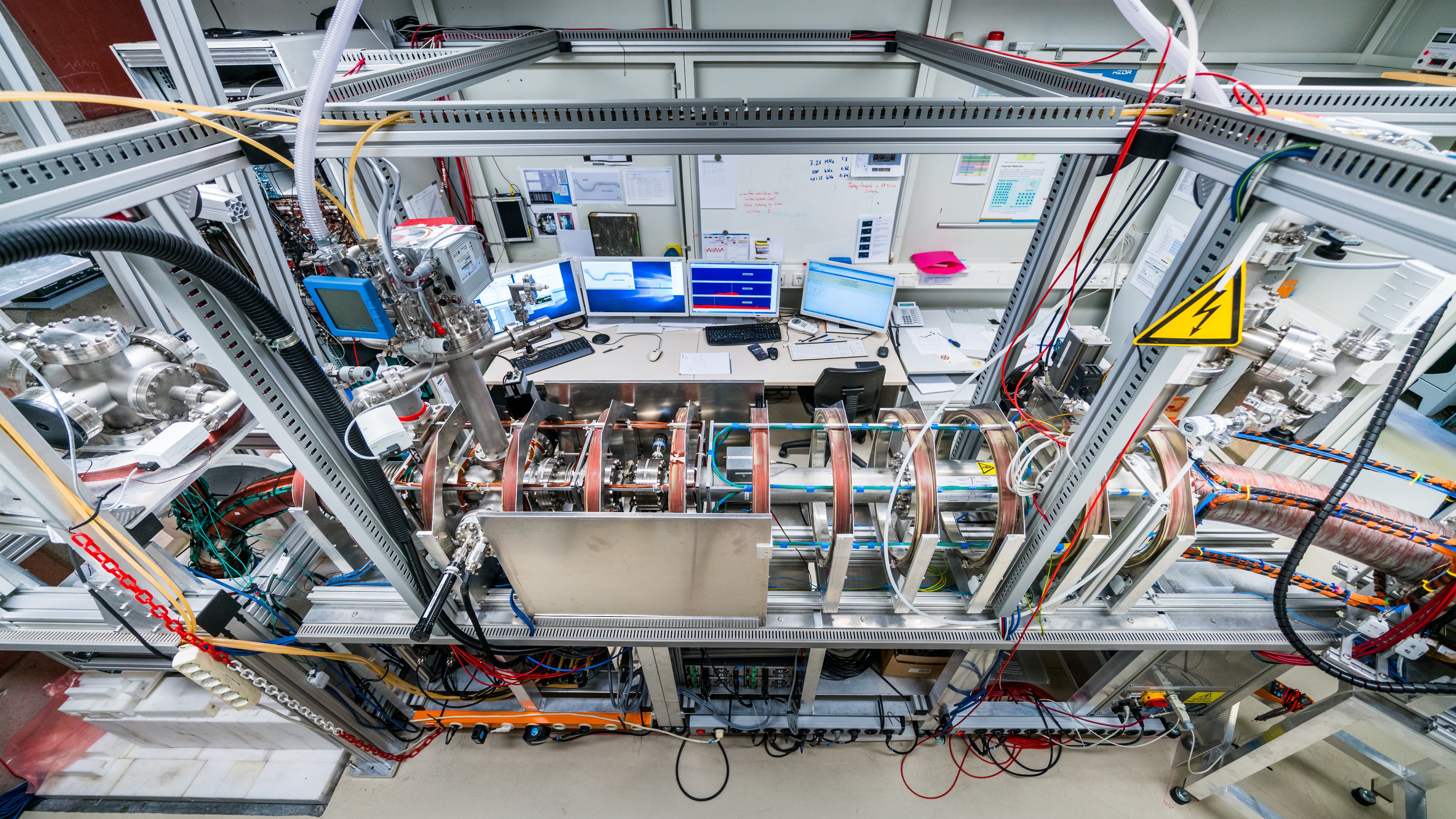 Experimental setup of the positron system at Helmholtz-Zentrum Dresden-Rossendorf in Germany (photo credit: HZDR/A. Wirsig).