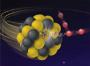 Electron-nucleus collisions probe the internal landscape of protons and nuclei. Illustration courtesy of Brookhaven National Laboratory. 